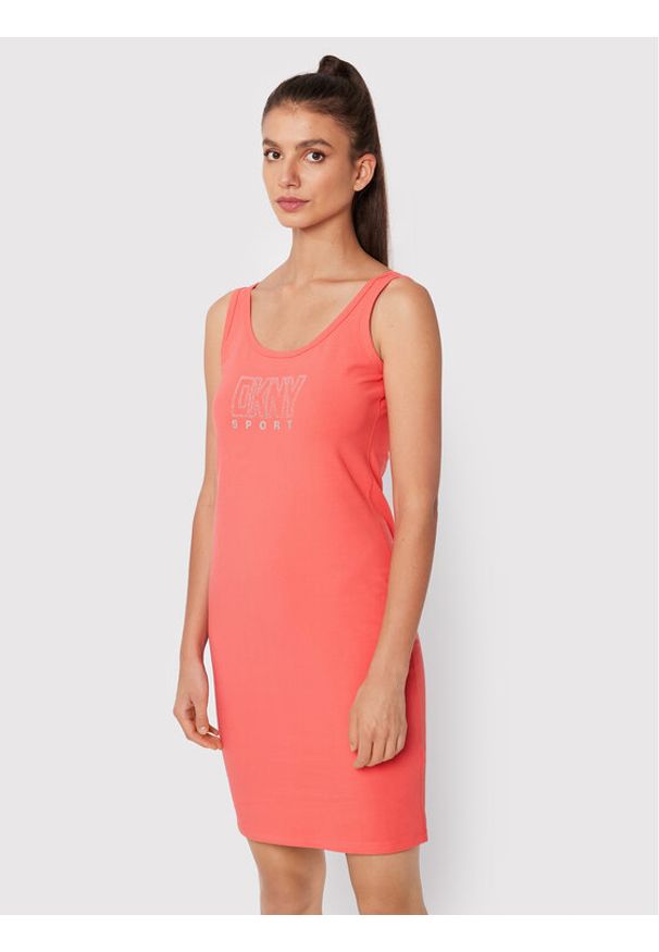 DKNY Sport Sukienka letnia DP2D4646 Koralowy Slim Fit. Kolor: pomarańczowy. Materiał: bawełna. Sezon: lato. Typ sukienki: sportowe. Styl: sportowy