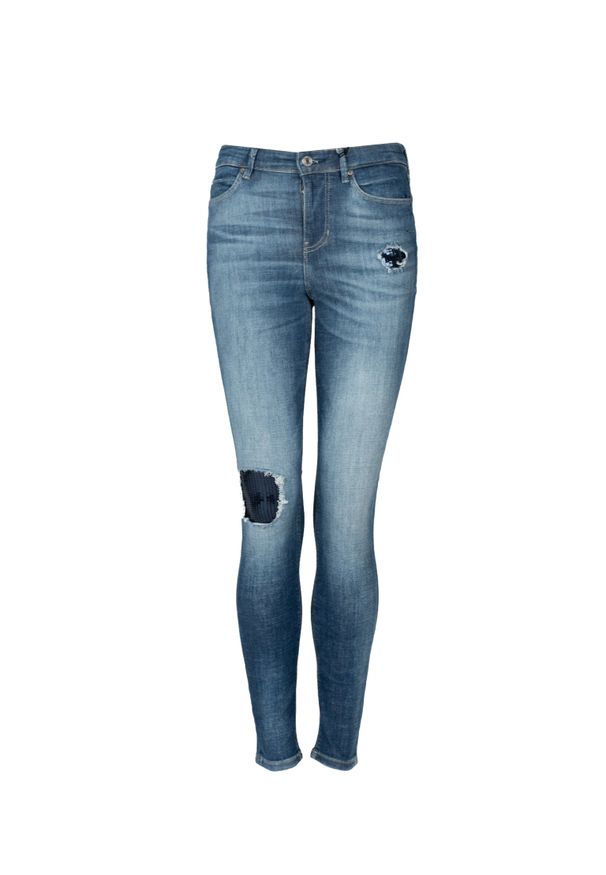 Guess Jeansy "Skinny" | W2RA46D3ZTF | Kobieta | Niebieski. Kolor: niebieski. Materiał: bawełna, elastan. Wzór: aplikacja. Styl: elegancki
