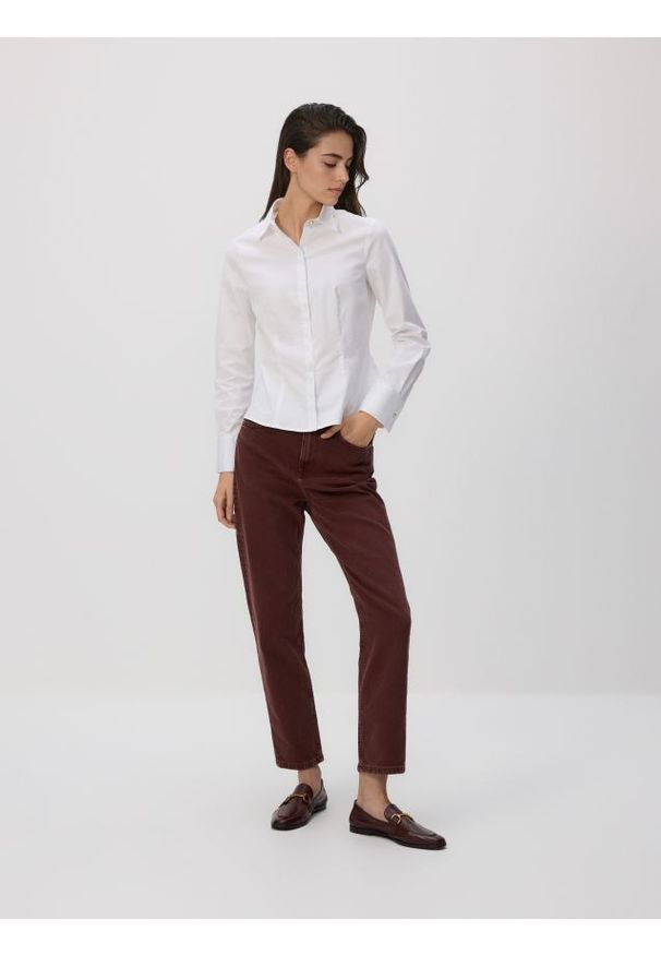Reserved - Koszula slim fit - biały. Kolor: biały. Materiał: bawełna, tkanina