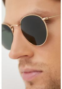 Ray-Ban okulary przeciwsłoneczne RB3447.001 męskie kolor złoty. Kształt: okrągłe. Kolor: złoty #2