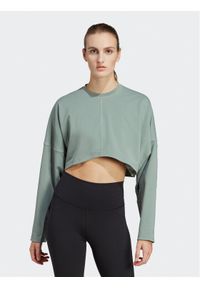 Adidas - adidas Bluza Yoga Studio Crop Sweatshirt HR5086 Zielony Loose Fit. Kolor: zielony. Materiał: syntetyk #1