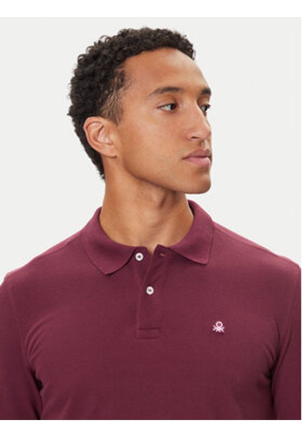 United Colors of Benetton - United Colors Of Benetton Polo 3089J3204 Fioletowy Regular Fit. Typ kołnierza: polo. Kolor: fioletowy. Materiał: bawełna