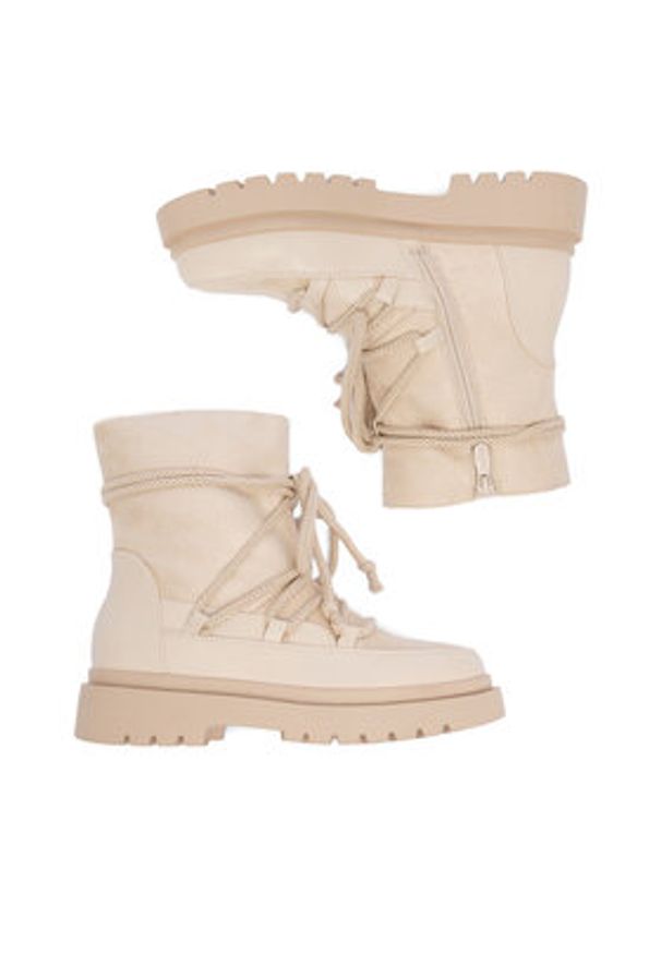 DeeZee Śniegowce HX24027-1 Écru. Materiał: materiał