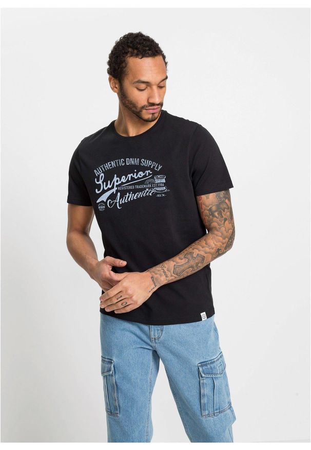 bonprix - T-shirt (2 szt.). Kolor: czarny. Wzór: nadruk