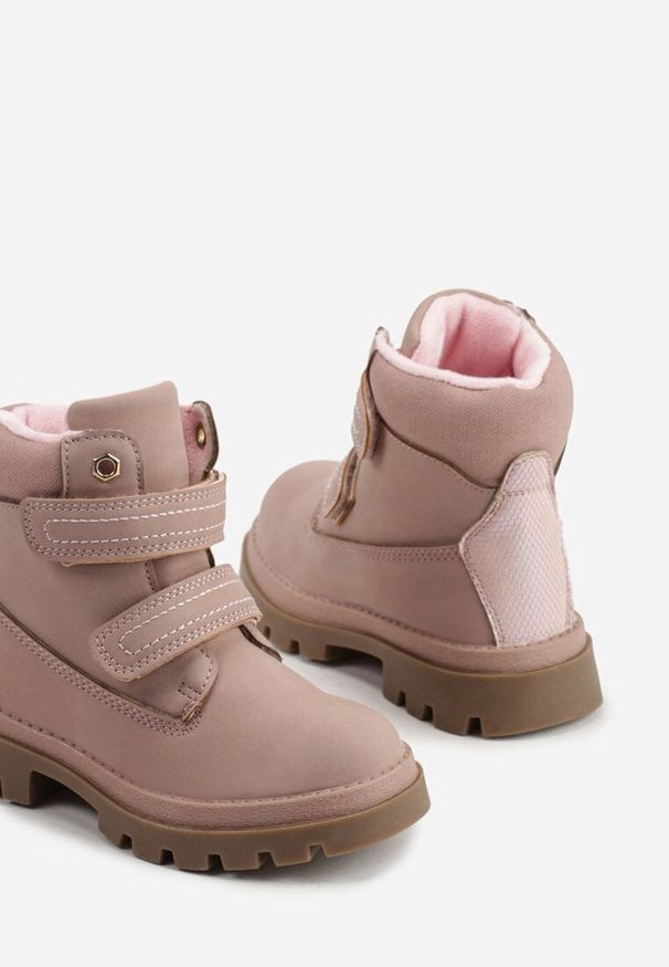 Born2be - Różowe Botki Traperki Vices na Rzep Nelusela. Okazja: na uczelnię. Zapięcie: rzepy. Kolor: różowy. Materiał: jeans. Wzór: kolorowy. Styl: klasyczny, elegancki