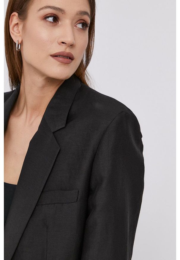 The Kooples - Marynarka. Okazja: na co dzień. Kolor: czarny. Materiał: tkanina. Wzór: gładki. Styl: klasyczny, casual