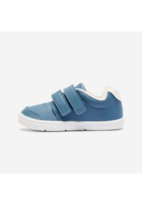 Decathlon - Buty dla dzieci Domyos 100 I Move. Kolor: biały, niebieski, szary, wielokolorowy. Materiał: materiał. Sport: turystyka piesza
