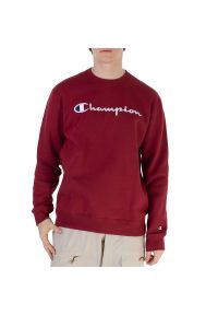 Bluza Champion Crewneck 219204-RS508 - bordowa. Typ kołnierza: bez kaptura. Kolor: czerwony. Materiał: bawełna, tkanina, poliester. Wzór: napisy #1