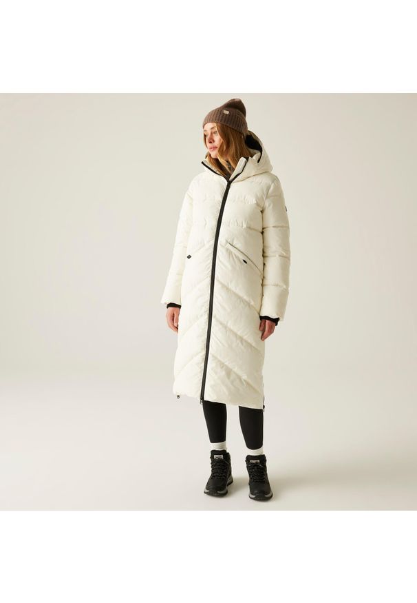 Regatta - Płaszcz damski zimowy ocieplany Ujeane. Kolor: biały. Materiał: puch, syntetyk. Sezon: zima. Sport: turystyka piesza