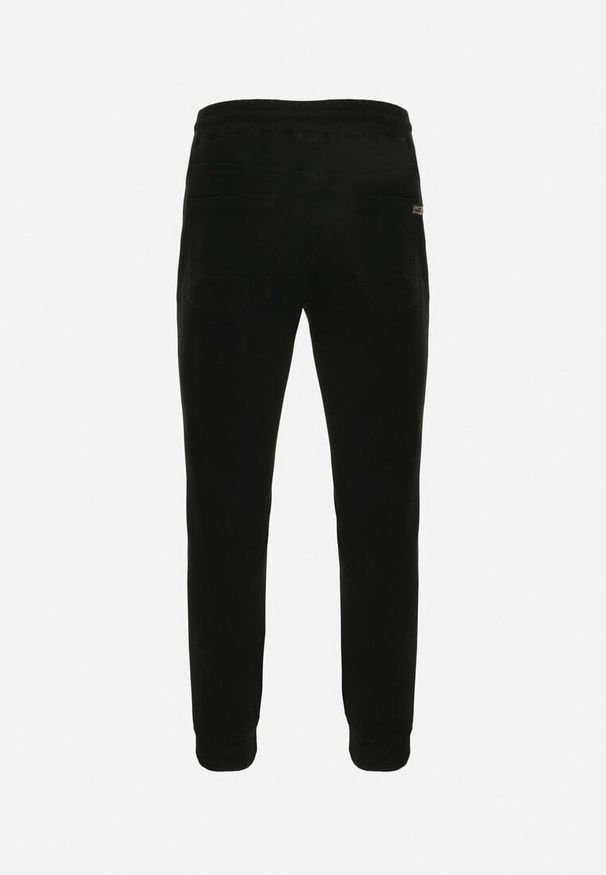 Born2be - Czarne Jeansy Joggery ze Ściągaczami i Sznurkiem w Pasie Winara. Okazja: na co dzień. Kolor: czarny. Styl: casual