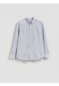 Reserved - Wzorzysta koszula slim fit - niebieski. Kolor: niebieski. Materiał: tkanina, bawełna #1
