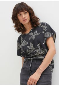 bonprix - Tunika shirtowa. Kolor: czarny. Wzór: nadruk