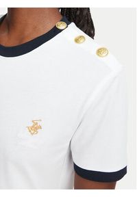 Beverly Hills Polo Club T-Shirt P-SS26W-TS0104 Biały Regular Fit. Typ kołnierza: polo. Kolor: biały. Materiał: bawełna #3