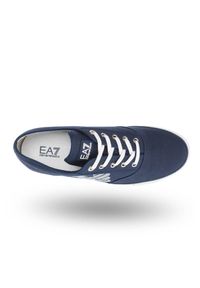 EA7 Emporio Armani - Granatowe tenisówki unisex EA7 z nadrukiem. Kolor: niebieski. Wzór: nadruk