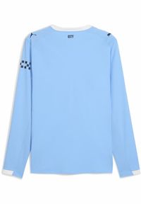 Puma - Męska autentyczna koszulka domowa z długim rękawem Manchester City 25/26 PUMA. Kolor: biały, wielokolorowy, niebieski. Długość rękawa: długi rękaw. Długość: długie. Wzór: aplikacja, paski