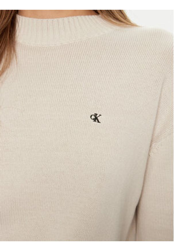 Calvin Klein Jeans Sweter Monogram J20J224802 Écru Regular Fit. Materiał: bawełna