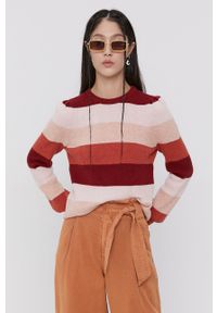 only - Only Sweter damski kolor bordowy. Okazja: na co dzień. Kolor: czerwony. Długość rękawa: długi rękaw. Długość: długie. Styl: casual #3