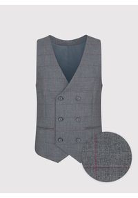 Pako Lorente - PAKO LORENTE – Szara dwurzędowa kamizelka męska w kratę. Okazja: na ślub cywilny, na wesele. Kolor: szary. Styl: elegancki, młodzieżowy #4