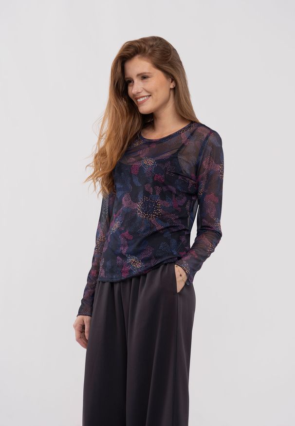 Volcano - Wzorzysta bluzka L-BAILA. Okazja: na co dzień. Materiał: szyfon, materiał. Długość rękawa: na ramiączkach. Styl: casual, elegancki