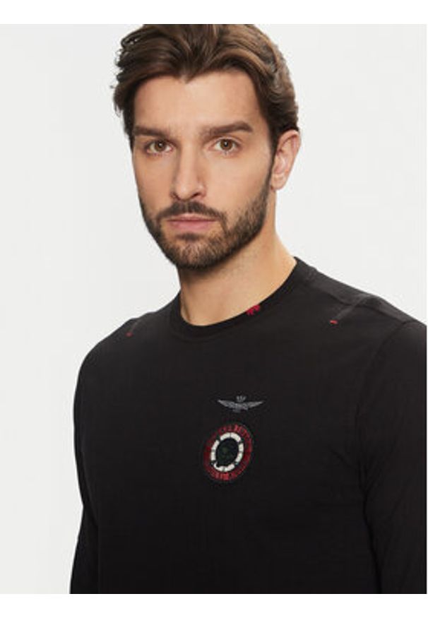 Aeronautica Militare Longsleeve 242TS2314J564 Czarny Regular Fit. Kolor: czarny. Materiał: bawełna. Długość rękawa: długi rękaw