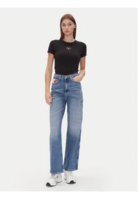 Tommy Jeans T-Shirt Tjw Slim Essential Logo 2 Tee DW0DW20316 Czarny Regular Fit. Kolor: czarny. Materiał: syntetyk, bawełna