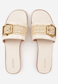 Born2be - Beżowe Klapki Płaskie z Plecionką i Ozdobną Klamrą Sharvia. Okazja: na co dzień, do pracy, na spotkanie biznesowe. Kolor: beżowy. Materiał: jeans, len. Sezon: lato. Styl: casual, biznesowy, elegancki #8