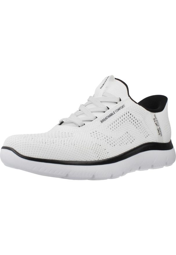 skechers - Kapcie SKECHERS SLIP-INS SUMMITS Biały. Kolor: biały. Materiał: tkanina. Model: Skechers Sport. Sport: turystyka piesza
