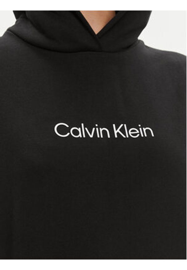 Calvin Klein Sukienka dzianinowa Hero Logo Hoodie Dress K20K206897 Czarny Regular Fit. Kolor: czarny. Materiał: bawełna