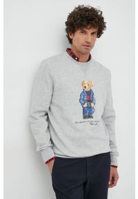 Polo Ralph Lauren bluza męska kolor szary z nadrukiem. Typ kołnierza: polo. Kolor: szary. Wzór: nadruk #6
