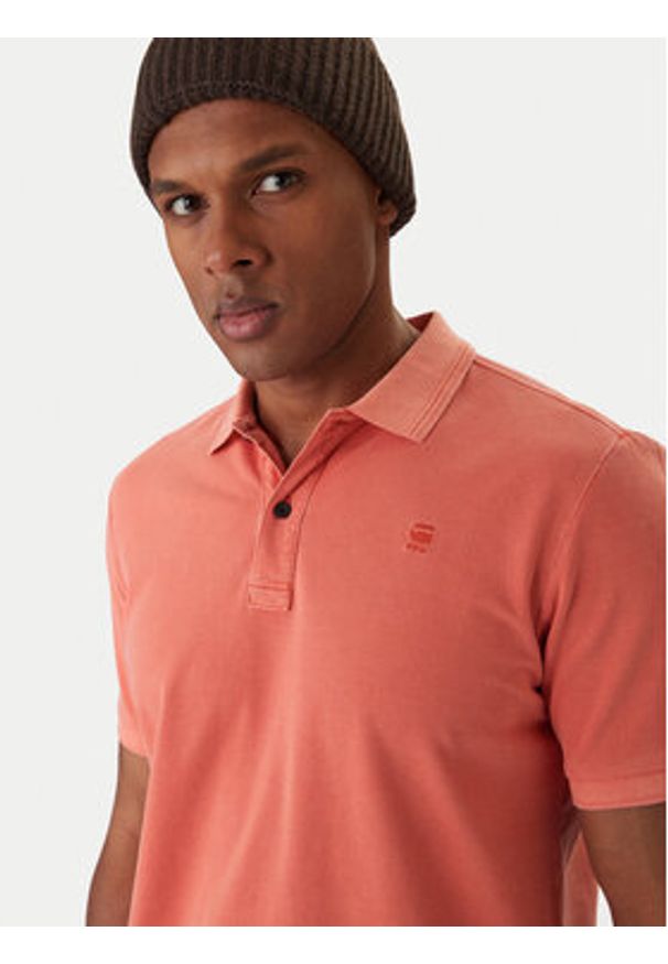 G-Star RAW - G-Star Raw Polo Dunda D11595-D756 Pomarańczowy Slim Fit. Typ kołnierza: polo. Kolor: pomarańczowy. Materiał: bawełna