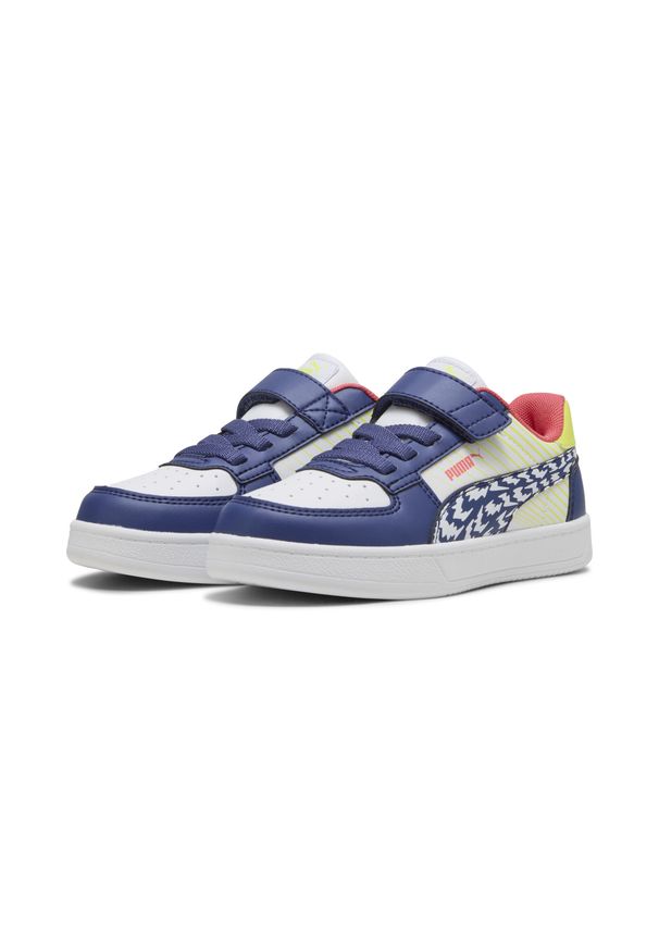 Puma - Dziecięce sneakersy PUMA Caven 2.0 Poised 2 race PUMA. Okazja: na uczelnię. Kolor: niebieski, wielokolorowy, biały, żółty. Wzór: nadruk. Sport: joga i pilates