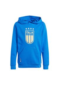 Adidas - Bluza z kapturem Italy Kids. Typ kołnierza: kaptur. Kolor: niebieski. Materiał: bawełna