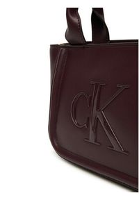 Calvin Klein Torebka Bold Ck Small Tote With Strap LV04F3219G Bordowy. Kolor: czerwony. Materiał: skórzane