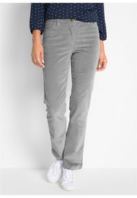 bonprix - Spodnie sztruksowe. Stan: obniżony. Kolor: szary. Materiał: sztruks #1