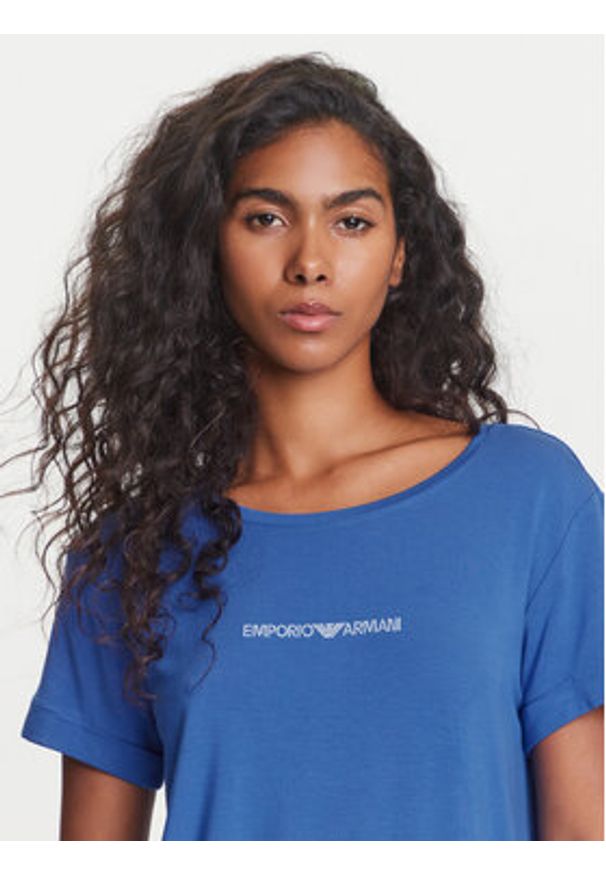 Emporio Armani T-Shirt EW000780 AF12192 UA012 Niebieski Regular Fit. Kolor: niebieski. Materiał: wiskoza