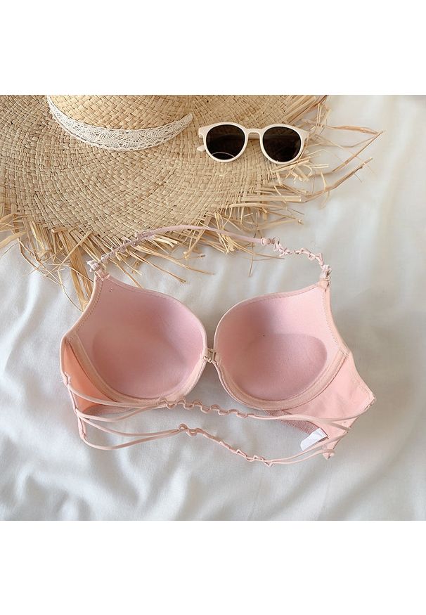 Intica - Biustonosz push-up na szyję z wkładkami uniesienie i wsparcie Liset. Kolor: różowy. Materiał: materiał. Rodzaj stanika: push-up