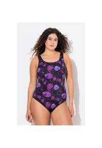 ULLA POPKEN - Damskie Strój kąpielowy liście bez miękkich miseczek z recyklingu. Kolekcja: plus size. Kolor: czarny. Materiał: poliamid, poliester, materiał, elastan #1
