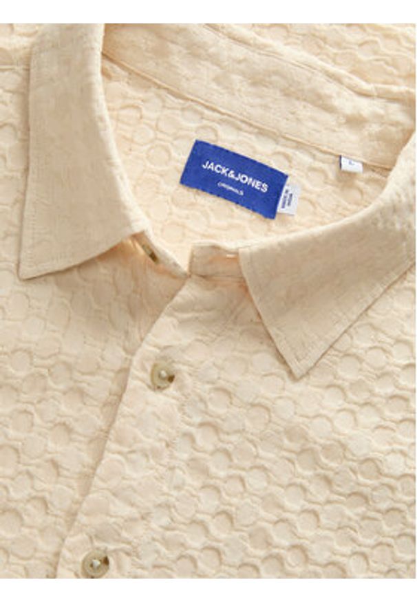 Jack & Jones - Jack&Jones Koszula Dobby 12277184 Beżowy Relaxed Fit. Kolor: beżowy. Materiał: bawełna