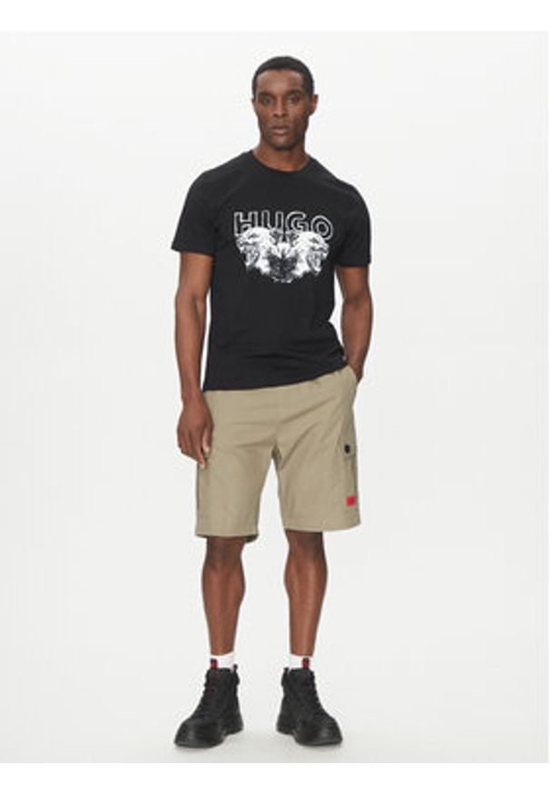 Hugo - HUGO T-Shirt Durro 50538257 Czarny Regular Fit. Kolor: czarny. Materiał: bawełna