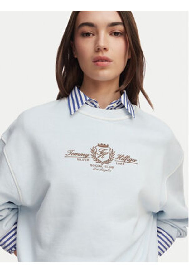 TOMMY HILFIGER - Tommy Hilfiger Bluza Crest Embroidery WW0WW48733 Niebieski jasny Relaxed Fit. Kolor: niebieski. Materiał: bawełna