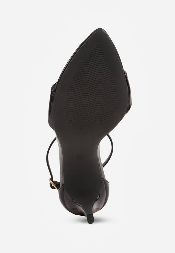 Born2be - Czarne Sandały na Szpilce VICES Eleganckie ze Sprzączką przy Kostce Agereia. Okazja: na co dzień. Zapięcie: sprzączka. Kolor: czarny. Materiał: jeans. Obcas: na szpilce. Styl: elegancki