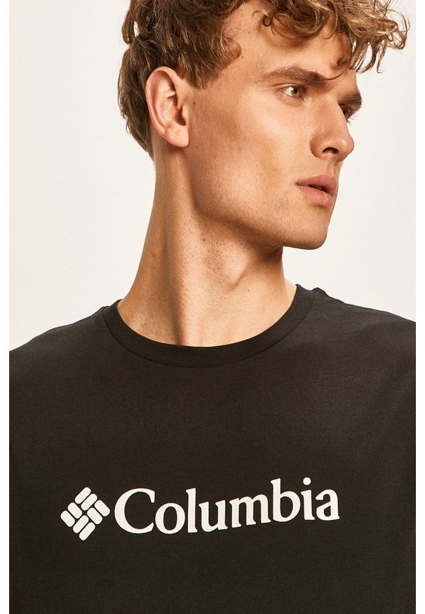 columbia - Columbia - T-shirt. Okazja: na co dzień. Kolor: czarny. Materiał: dzianina. Wzór: nadruk. Styl: casual