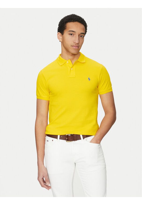 Polo Ralph Lauren Polo 710536856446 Żółty Slim Fit. Typ kołnierza: polo. Kolor: żółty. Materiał: bawełna