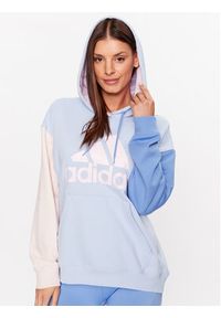 Adidas - adidas Bluza Essentials Big Logo Oversized French Terry Hoodie IC9870 Błękitny Loose Fit. Kolor: niebieski. Materiał: bawełna #3