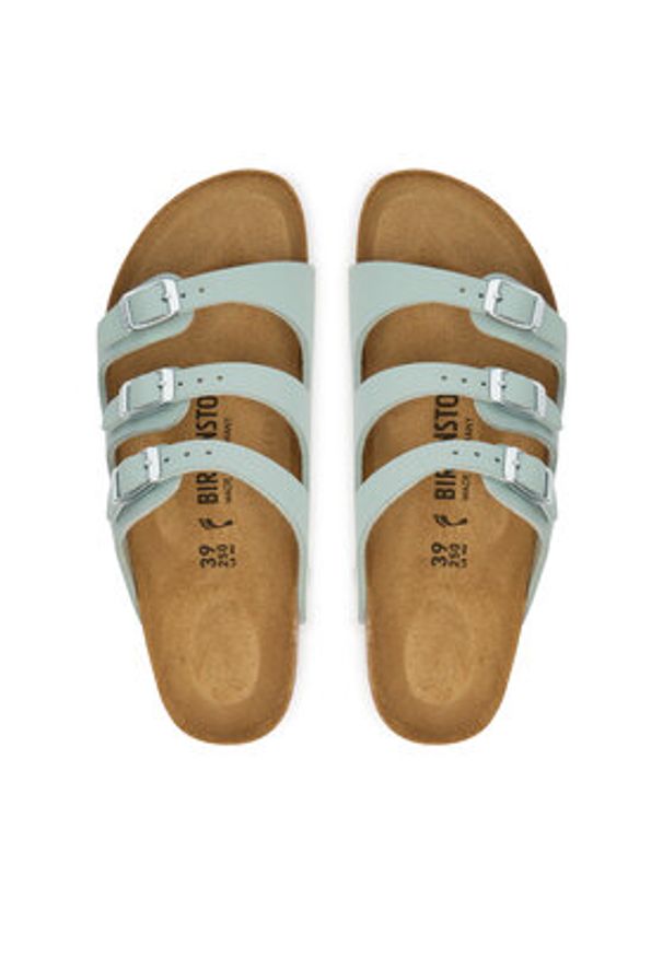 Birkenstock Klapki Florida 1032055 Zielony. Kolor: zielony. Materiał: skóra