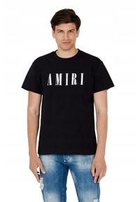 Amiri - AMIRI T-shirt męski czarny z dużym białym logo, Rozmiar S. Kolor: czarny #2