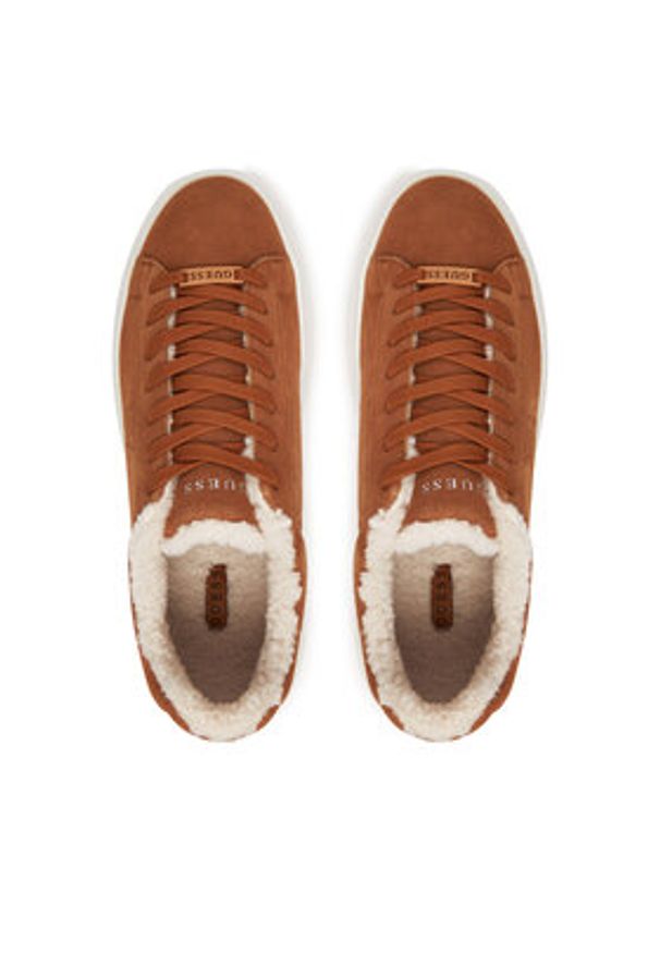Guess Sneakersy FMFBAN LEP12 Brązowy. Kolor: brązowy. Materiał: zamsz, skóra
