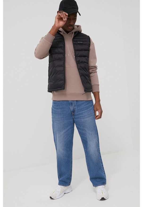 Jack & Jones bluza męska kolor brązowy z kapturem z aplikacją. Typ kołnierza: kaptur. Kolor: brązowy. Materiał: dzianina. Wzór: aplikacja
