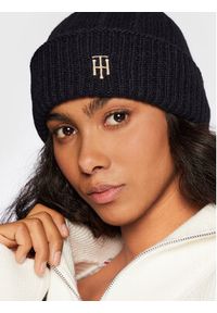 TOMMY HILFIGER - Tommy Hilfiger Czapka Th Timeless Beanie AW0AW13827 Granatowy. Kolor: niebieski. Materiał: materiał #3