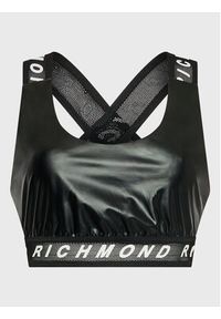 John Richmond Top Fitness UWA22053TO Czarny Regular Fit. Kolor: czarny. Materiał: skóra